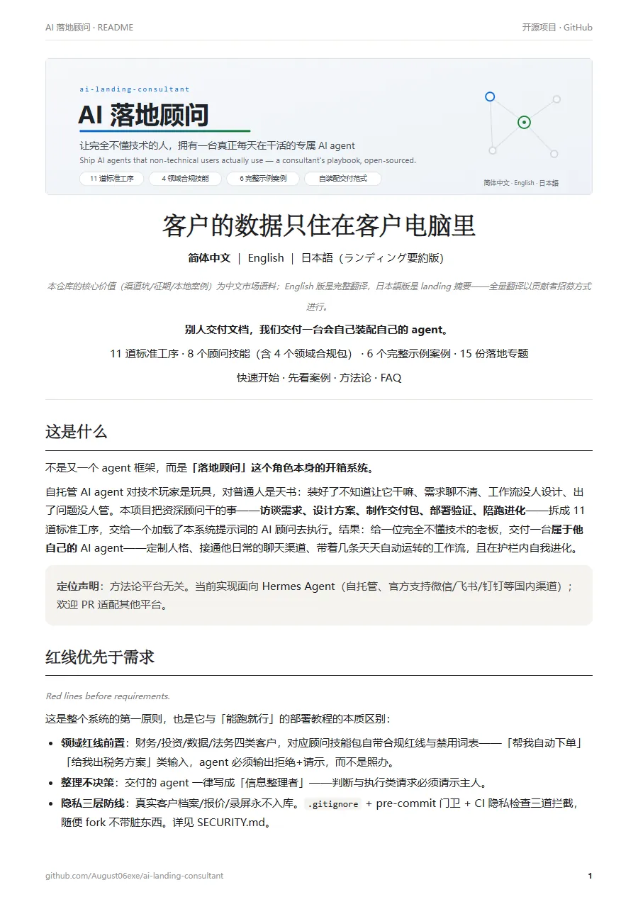 ai-landing-consultant 的 README 第 1 页